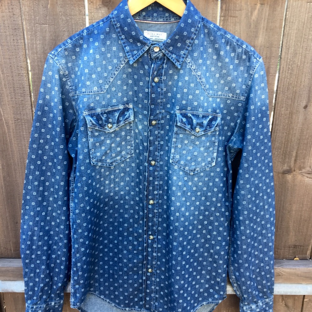 Men’s ZARA denim button up shirt